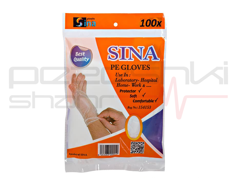 دستکش یکبار مصرف سینا پلاستیک بسته 100 عددی